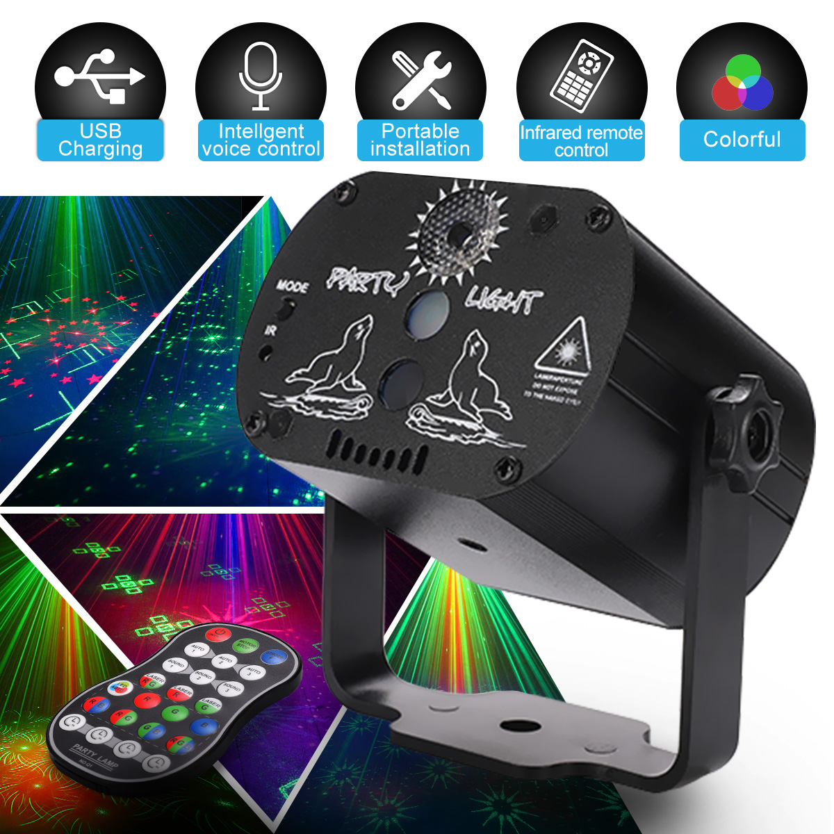 Mini RGB Disco Light LED Laser Stage Projector - Castle Anna