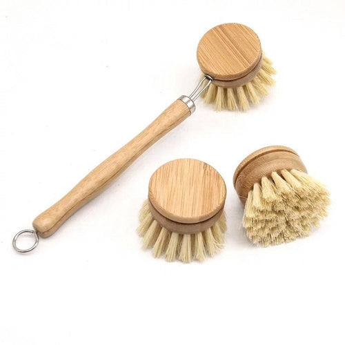 Bamboo Sisal Dish Brush - Zero Waste Kitchen Brush - Replaceable Sisal - Castle Anna