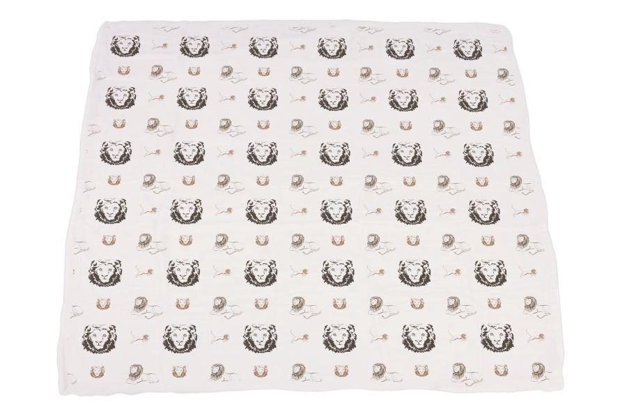 Hear Me Roar Lion and Rhinos and Elephants Bamboo Newcastle Blanket - Castle Anna
