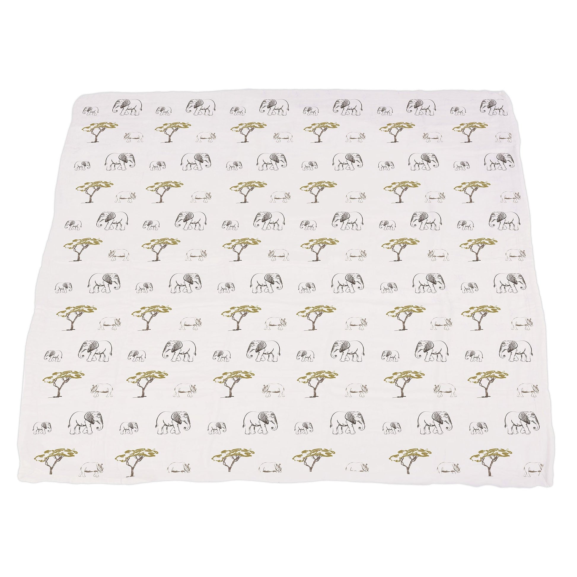 Hear Me Roar Lion and Rhinos and Elephants Bamboo Newcastle Blanket - Castle Anna