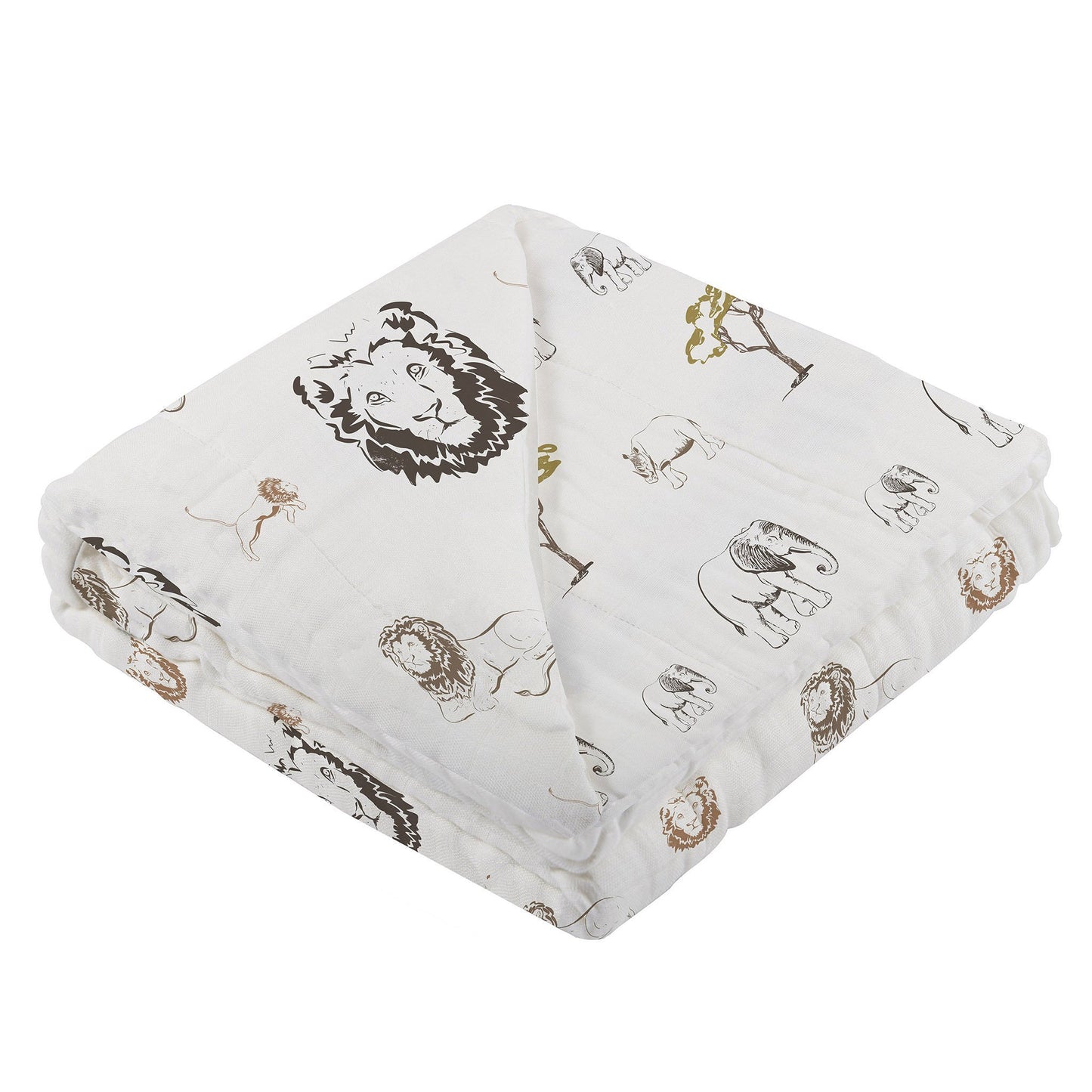 Hear Me Roar Lion and Rhinos and Elephants Bamboo Newcastle Blanket - Castle Anna